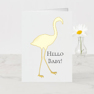 Hallo Baby Pink Flamingo Folie Wenskaart