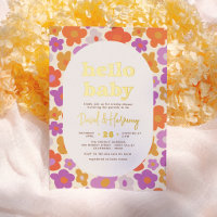 Hallo Baby Retro Madeliefje Goud Gestempeld Babyfe