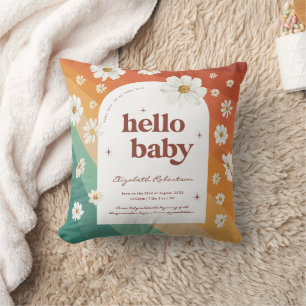 Hallo Baby Retro Regenboog Madelief Geboorte Sta Kussen
