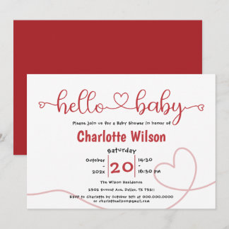 Hallo Baby Rode Hart Minimal Baby Borrel Kaart