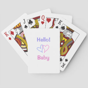Hallo baby roze paarse hart naam waterverf boho pokerkaarten