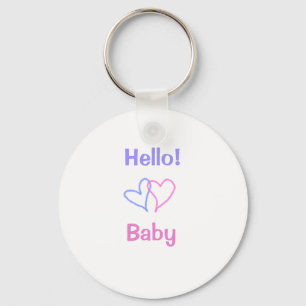 Hallo baby roze paarse hart naam waterverf boho sleutelhanger