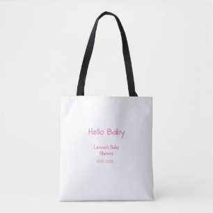 hallo baby roze pastel baby shower naam datum tren draagtas