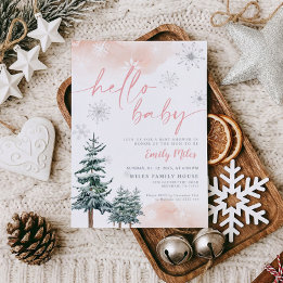 Hallo Baby Roze Winter Wonderland Borrel Kaart