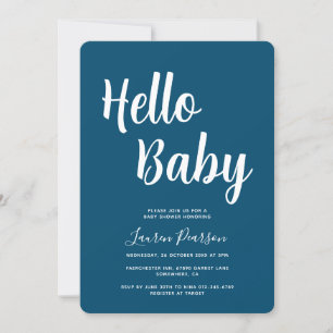 Hallo Baby Rustic Ocean Blue Baby shower Kaart