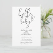 Hallo Baby Script zwart-wit Baby shower Kaart (Staand voorkant)