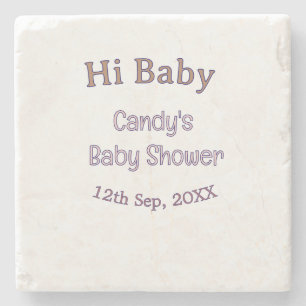 hallo baby shower blauw naam datum maron modern tr stenen onderzetter