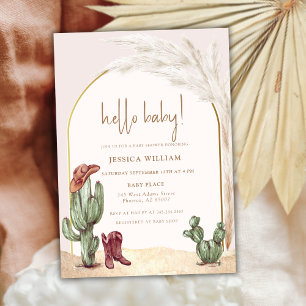 Hallo Baby shower Boho Cactus Arch Desert Cowboy Kaart