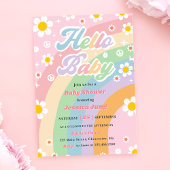 Hallo Baby shower Groovy Retro Boho Daisy Kaart