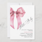 Hallo Baby shower Pink Bow Kaart (Voorkant)