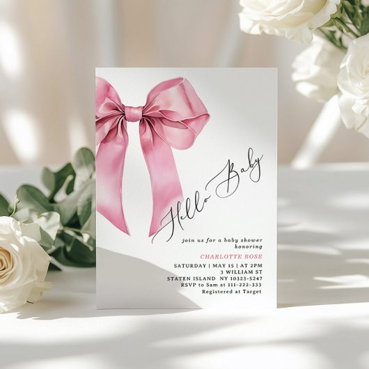Hallo Baby shower Pink Bow Kaart