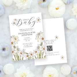 Hallo Baby shower Spring Daffodil QR Code Kaart