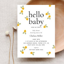 Hallo Baby shower Typografie Yellow Floral