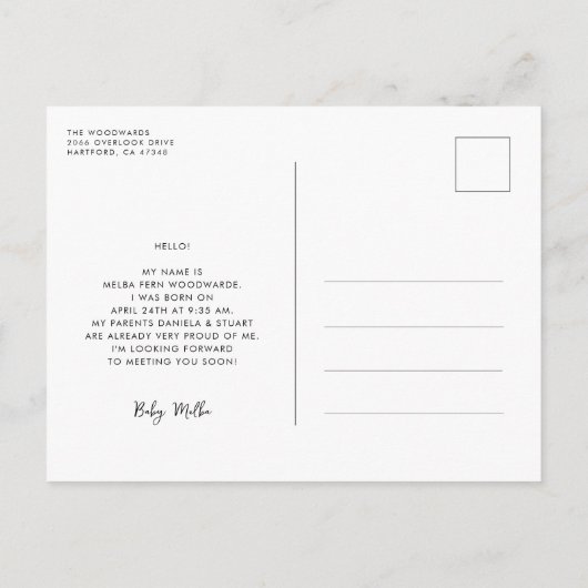 Hallo Baby Stijlvolle retro Briefkaart (Achterkant)