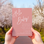 Hallo Baby Stoffig Roze/Roos Boheems Baby shower Kaart