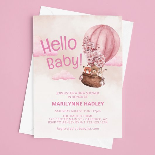 Hallo Baby Teddy Bear Roze Douche Kaart
