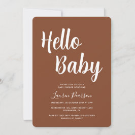 Hallo Baby Terracotta Baby shower Uitnodiging