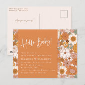 Hallo Baby Terracotta Boho Floral Briefkaart (Voorkant / Achterkant)
