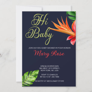 Hallo, Baby Tropische Bladeren en Bloem Baby Showe Kaart