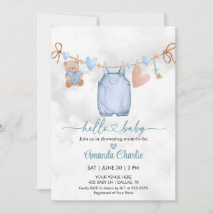 Hallo Baby Valentijnsdag Blue Boy baby shower Kaart