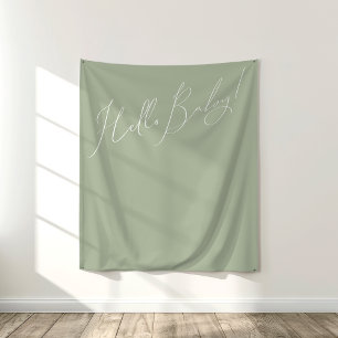 Hallo Baby Whimsical Sage Green Wandkleed