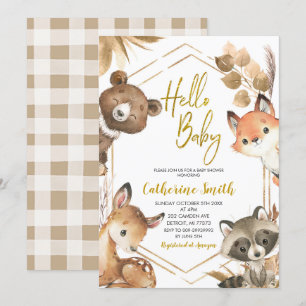 hallo Baby Woodland Baby shower Uitnodiging