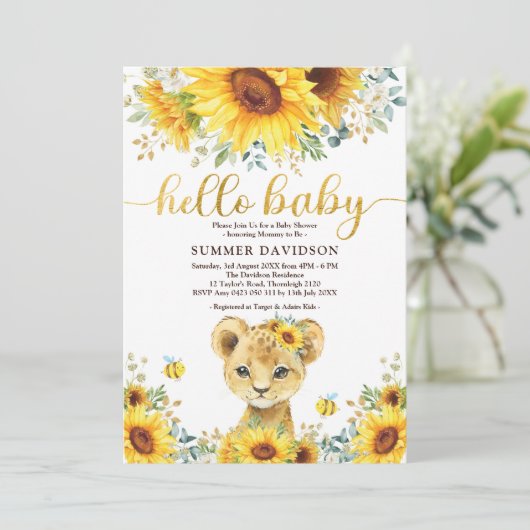 hallo Baby - Zonnebloem - Oerwoud - lak Kaart (Staand voorkant)