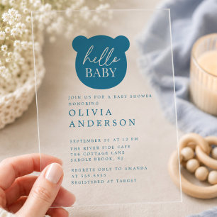 Hallo Babybeer Baby Shower Acryl Uitnodigingen