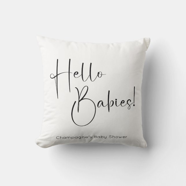 Hallo Baby's Modern Script-Baby shower Kussen (Voorkant)