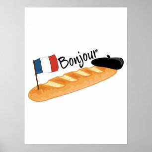 Hallo Baguette - Funny French Food Poster