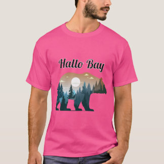 Hallo Bay Beer Silhouet met Bos Landschap in T-shirt