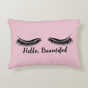 hallo Beauful en Eyelashes op Stippen Accent Kussen