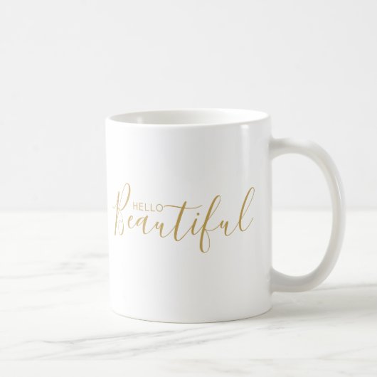 hallo Beauful Gold Script Chic Coffee Mok (Rechts)