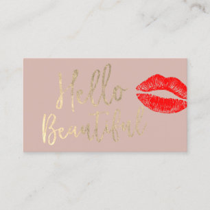 hallo Beauful Makeup Artist Gold Typography Pink Visitekaartje