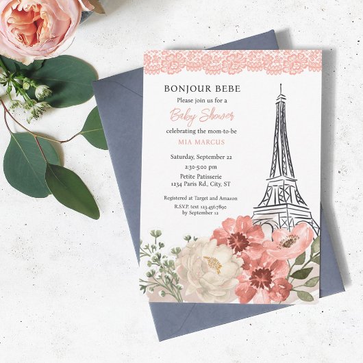 Hallo Bebe Eiffeltoren Paris Baby Shower Kaart