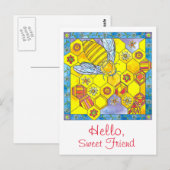 Hallo Bee Honeycomb Daisy Flowers Briefkaart (Voorkant / Achterkant)