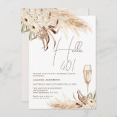 Hallo Beige bruin Boho bloemenglas Kaart (Voorkant / Achterkant)