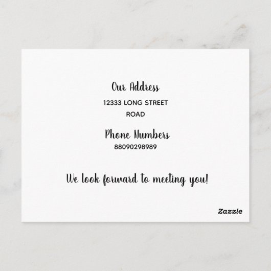 Hallo Bewerkbaar, We zijn nieuw in de buurt Briefkaart (Achterkant)