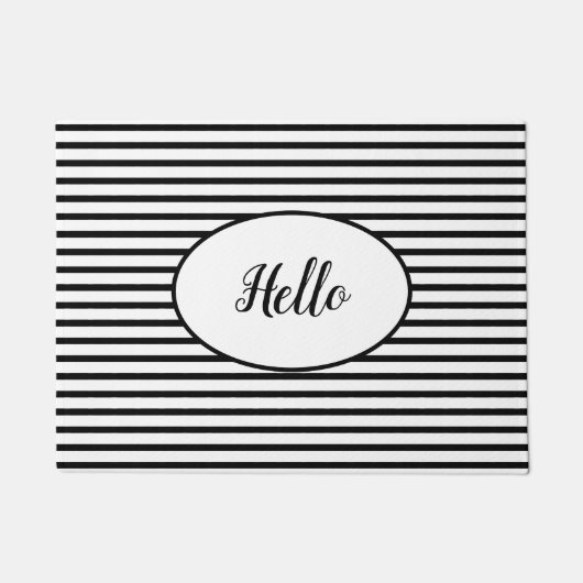 hallo Black White Stripe Pattern Deurmat (Voorkant)