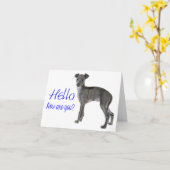 Hallo Blauw grijs Italiaans Greyhound Puppy Dog Kaart (Gele Bloem)