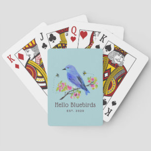 hallo blauw-vogels die kaarten afspelen - blauw