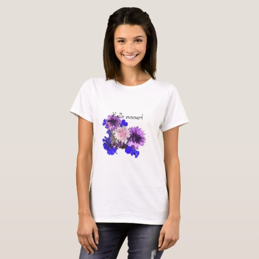 Hallo Blauwe bloemen , T-shirt (Voorkant volledig)
