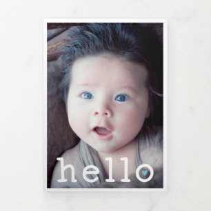 Hallo Blauwe Hart Fotocollage Baby Drieluik Aankondiging
