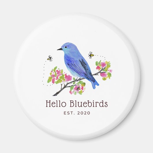 hallo Blauwvogels Magnet - Wit Magneet (Voorkant)