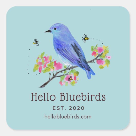 Hallo Bluebirds Logo Sticker - Blauw (Voorkant)
