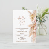 Hallo Blush Boho Pampas Grass Kaart (Staand voorkant)