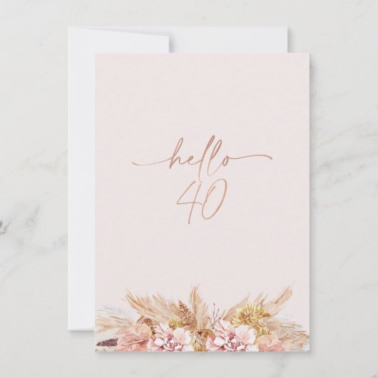 Hallo Blush Boho Pampas Grass Kaart (Achterkant)