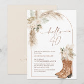 Hallo Boho Beige Floral Boots 40e verjaardag Kaart (Voorkant / Achterkant)