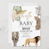 Hallo Boho Wild Animals "Baby" Douche Uitnodiging (Voorkant)