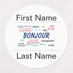 Hallo Bonjour Naam Sjabloon Wereldtalen Labels